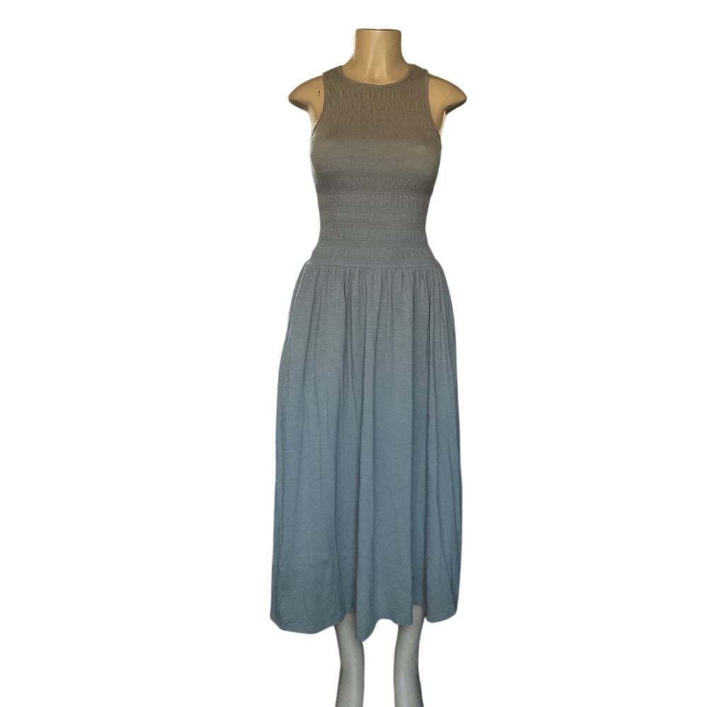 Universal Thread Olive Green  Smocked Midi Dress S Sleeveless Scoop